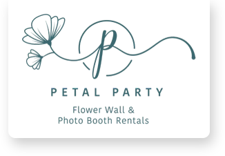 A logo for petal party, with the name of the company.